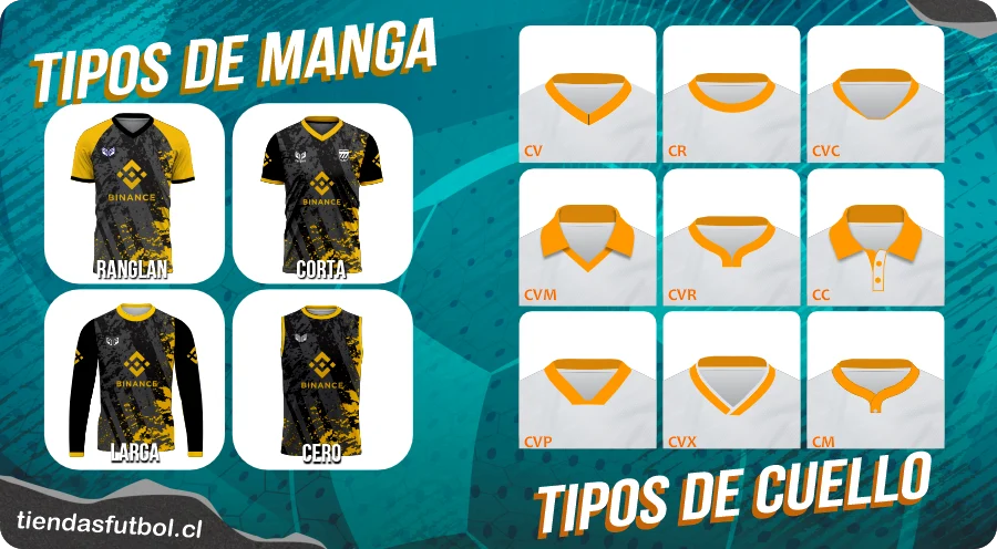 uniformes de futbol tipos de cuello y mangas