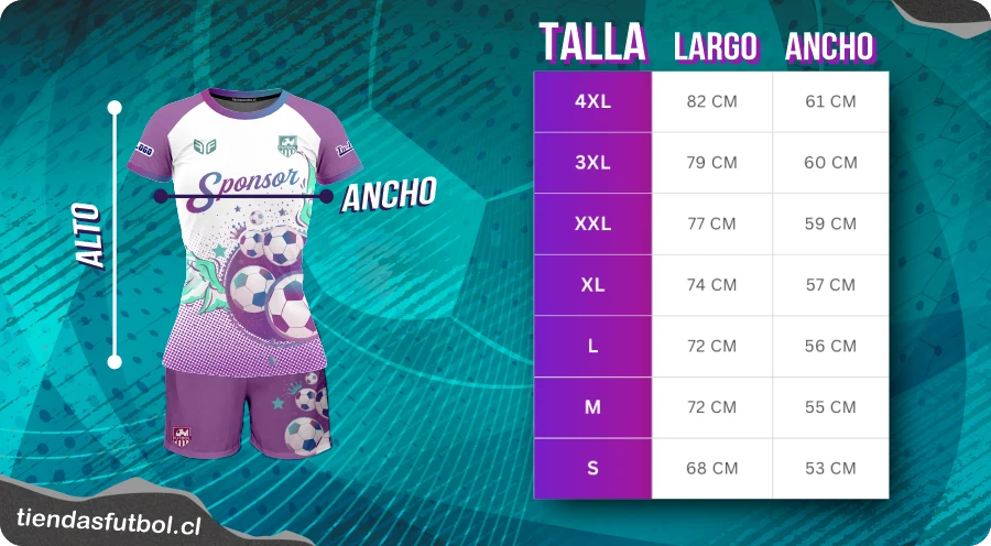 tallas mujer para uniformes de futbol personalizados