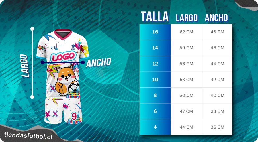 uniformes de futbol tallas niños chile