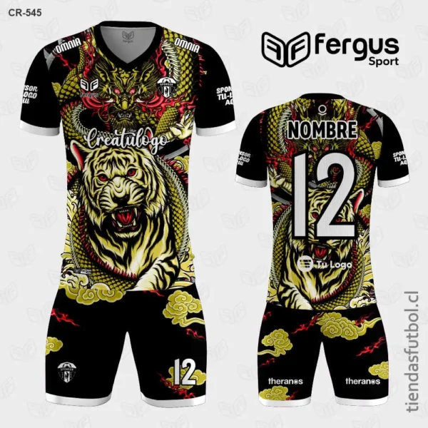Camisetas de Futbol Tigre Negro con dorado