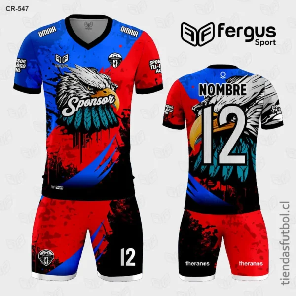 Camisetas de Futbol Cabeza de Aguila Rojo y Azul