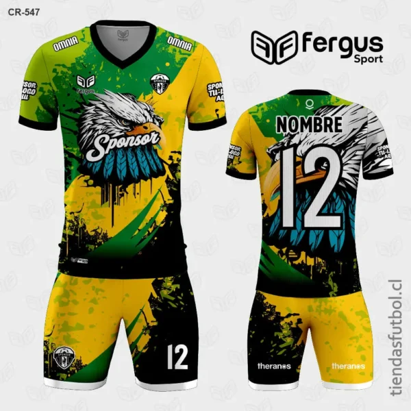 Camisetas de Futbol Cabeza de Aguila verde con amarillo