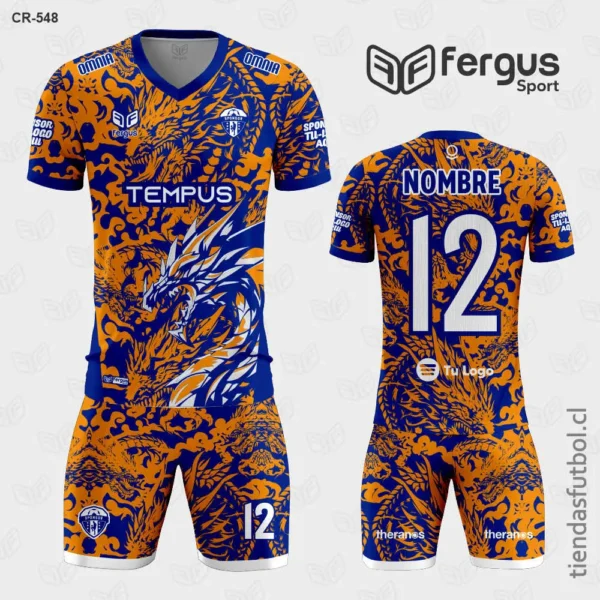 Camisetas de Futbol Dragón naranja y azul