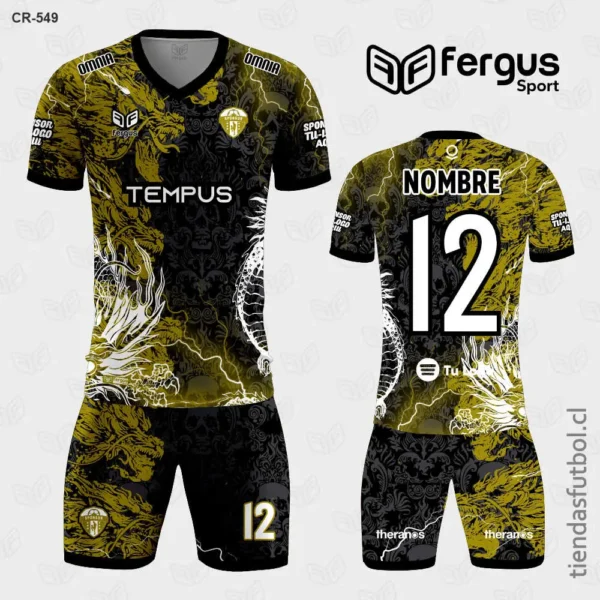 Camisetas de Futbol Dragón Chino Dorado y Negro