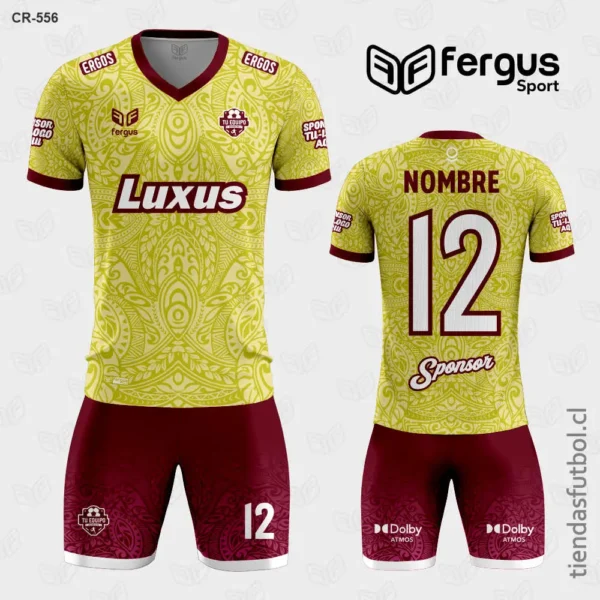 Camisetas de Futbol Cuello Guinda y Amarillo