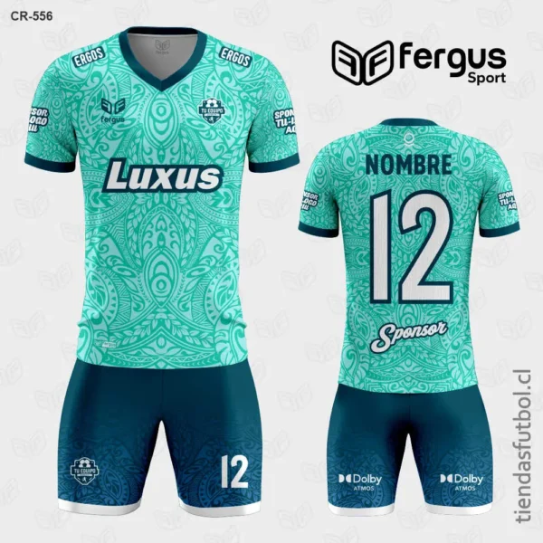 Camisetas de Futbol Cuello verde acero y verde jade