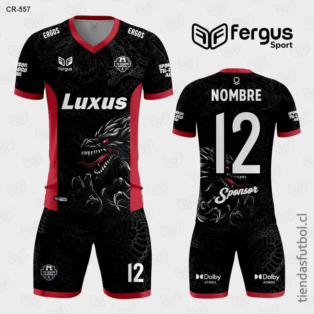 Camisetas de Futbol Dragón Negro y Rojo