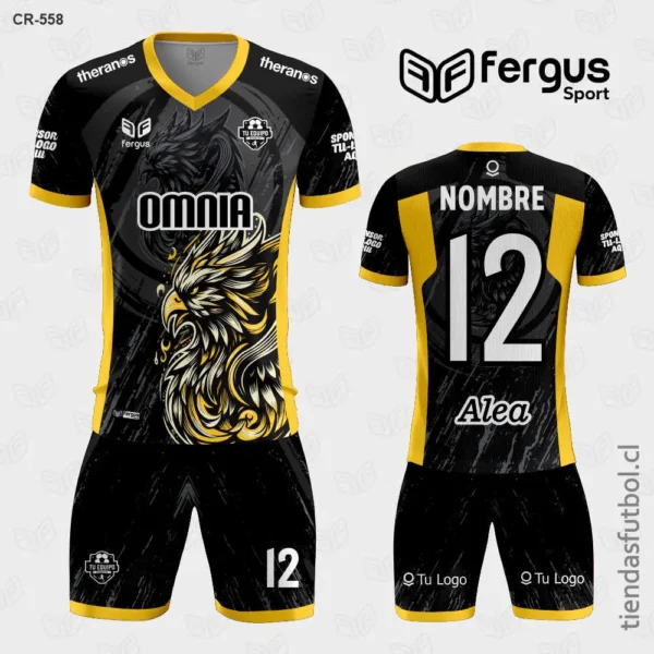 Camisetas de Futbol Aguila Negro Dorado y Plomo