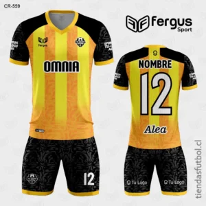Camisetas de Futbol Líneas Negro Amarillo Naranja