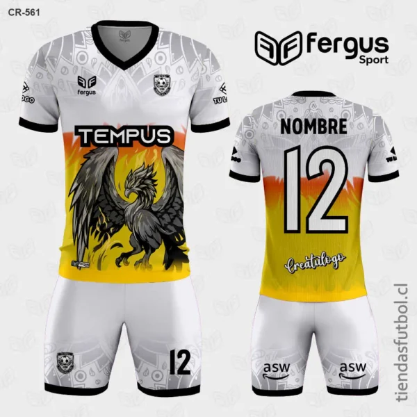 Camisetas de Futbol Grifo Blanco con Naranja Amarillo