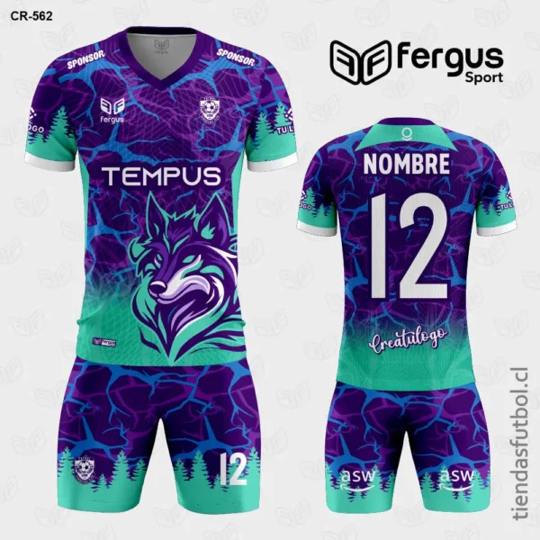 Camisetas de Futbol Lobo morado con verde jade