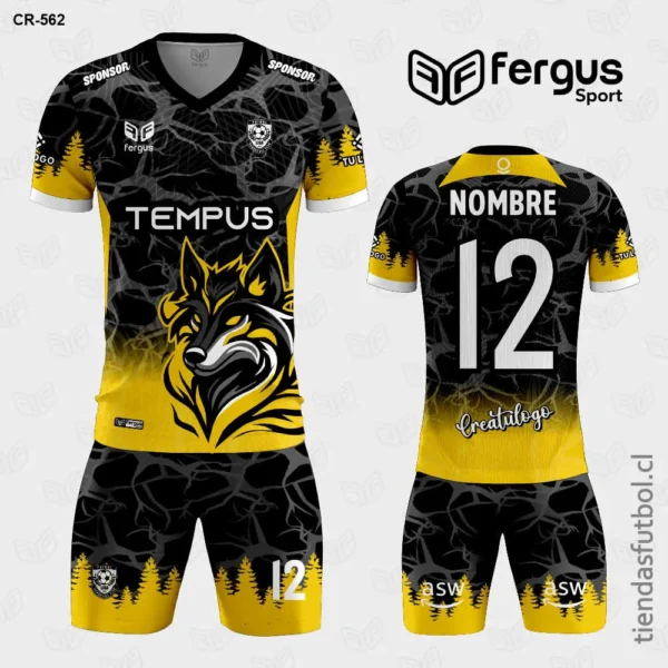 Camisetas de Futbol Lobo Negro con Amarillo