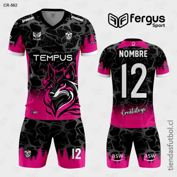 Camisetas de Futbol Lobo fucsia negro