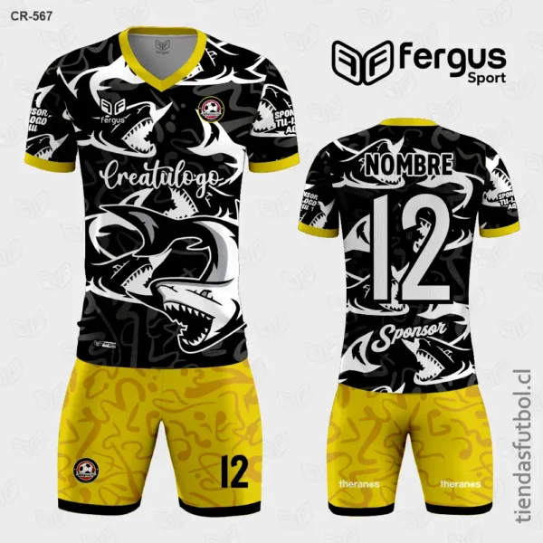 Camisetas de Futbol Tiburon amarillo oro con negro