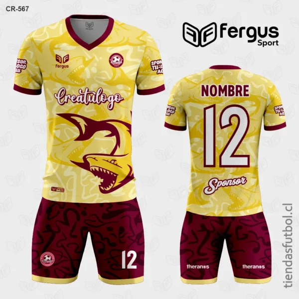 Camisetas de Futbol Tiburon crema con guinda