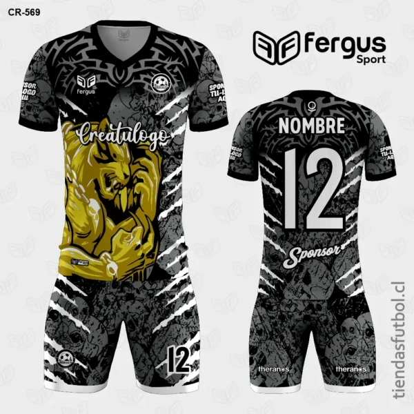 Camisetas de Futbol Puma Negro con Dorado y Plomo