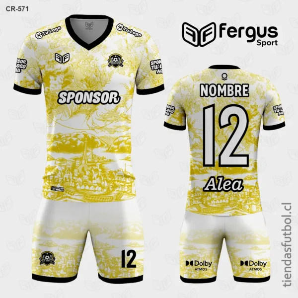 Camisetas de Futbol Blanco con Dorado