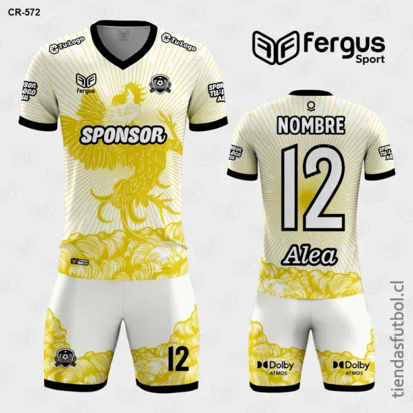 Camisetas de Futbol blanco con dorado