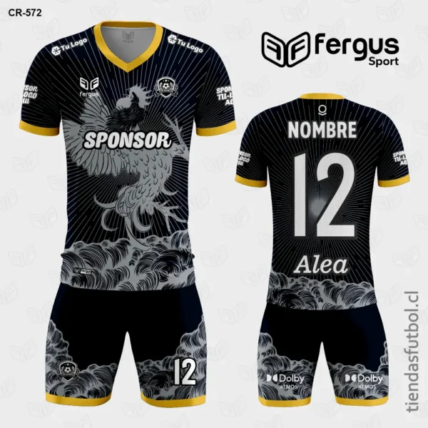 Camisetas de Futbol negro con dorado