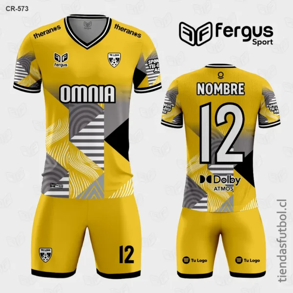 Camisetas de Futbol amarillo oro y plomo