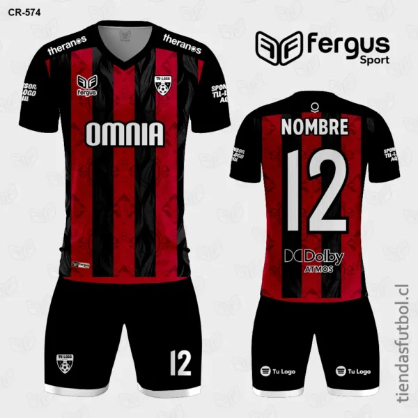 Camisetas de Futbol negro con rojo