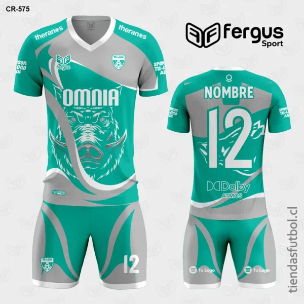 Camisetas de Futbol Jabali verde agua con plomo