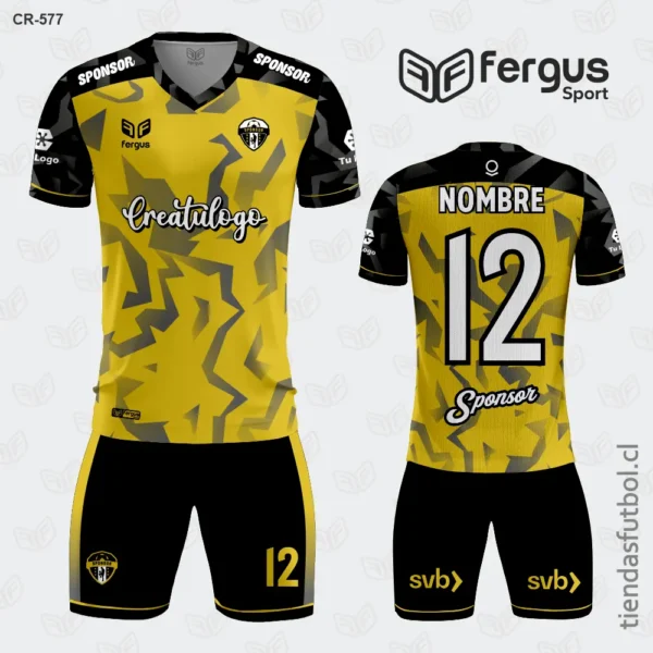 Camisetas de Futbol negro con amarillo