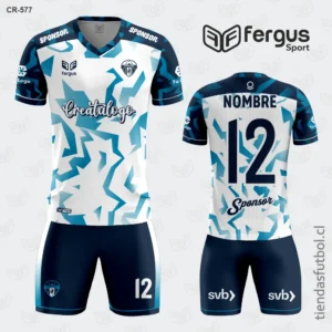 Camisetas de Futbol Azul con Blanco