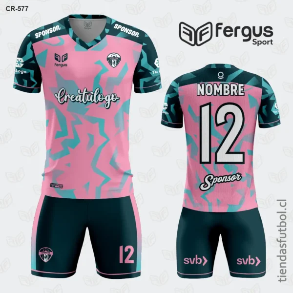 Camisetas de Futbol verde con rosado