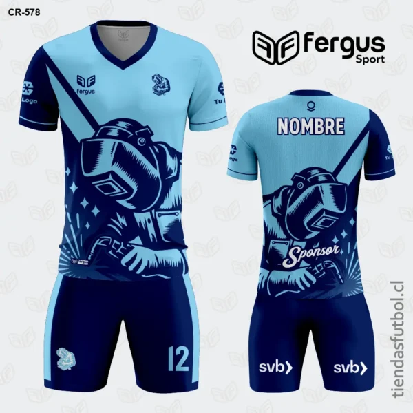 Camisetas de Futbol azul y celeste Soldador