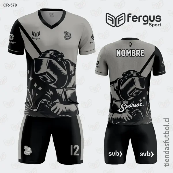 Camisetas de Futbol negro con plomo Soldador