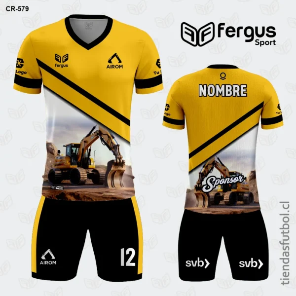 Camisetas de Futbol Negro con amarillo Construccion