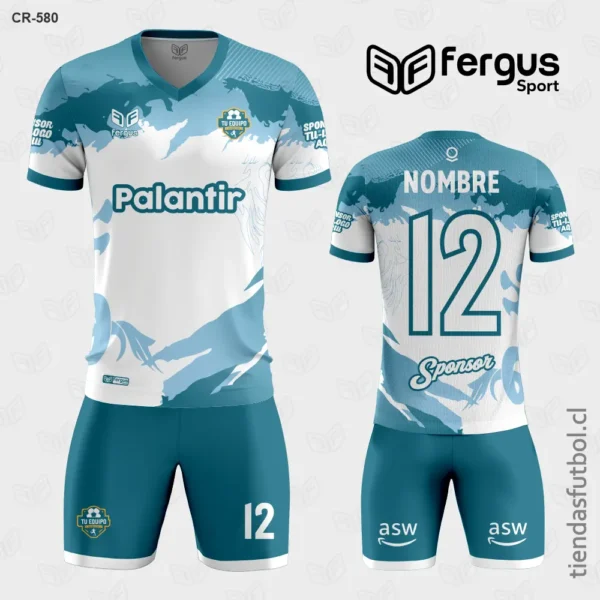 Camisetas de Futbol blanco con azul