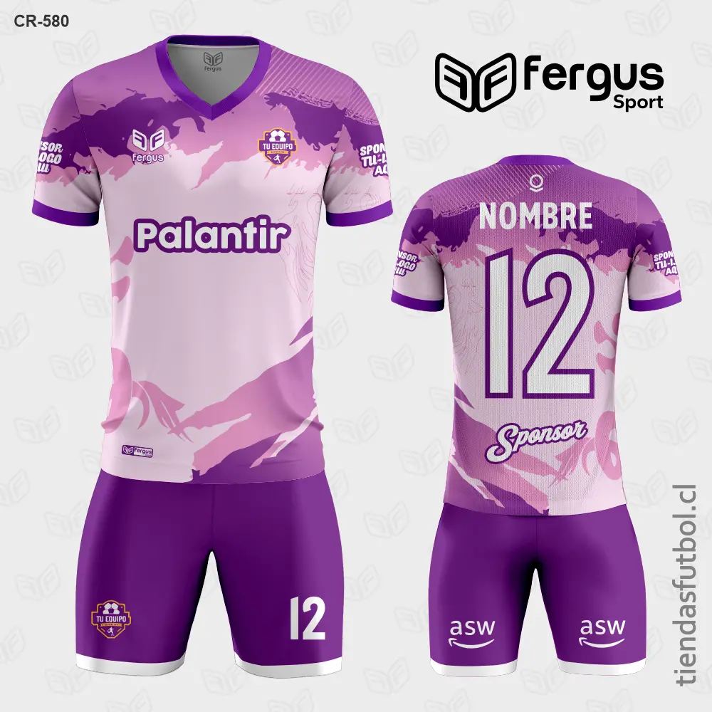 Camisetas de Futbol Morado con Rosado