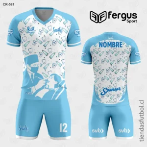 Camisetas de Futbol Blanco con Celeste Dentista