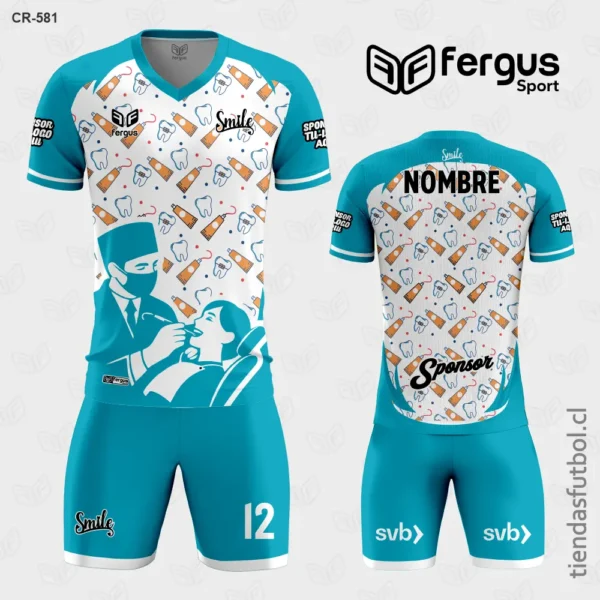 Camisetas de Futbol Blanco con verde acero Dentista