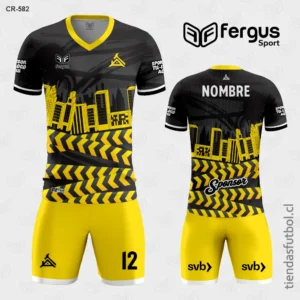 Camisetas de Futbol Negro con amarillo Construccion