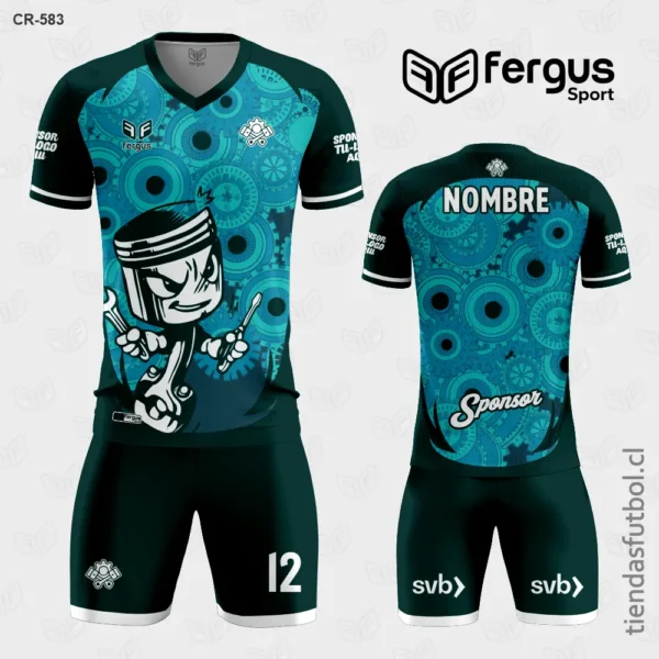 Camisetas de Futbol negro con verde acero Mecanico