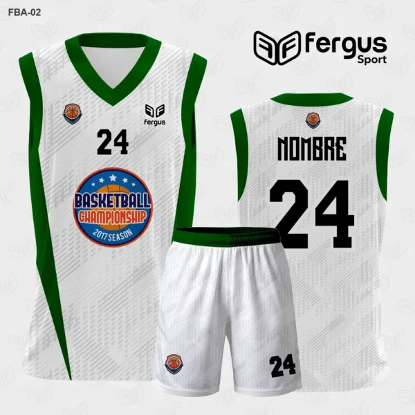 Camiseta de Basquetbol blanco y verde