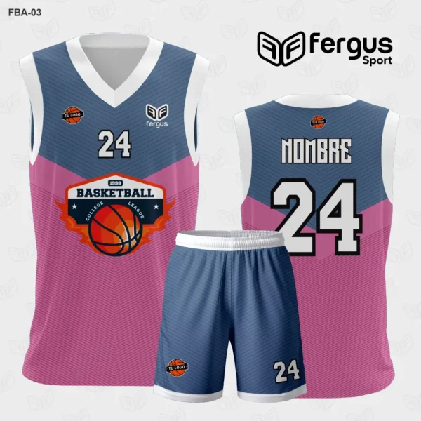 Camiseta de Basquetbol rosado y azul acero