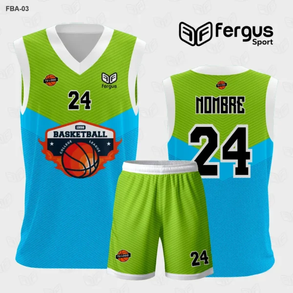 Camiseta de Basquetbol verde y celeste