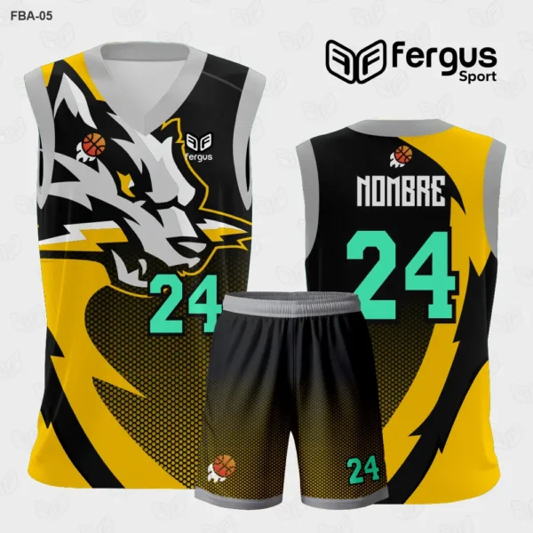 Camiseta de Basquetbol amarillo con Negro