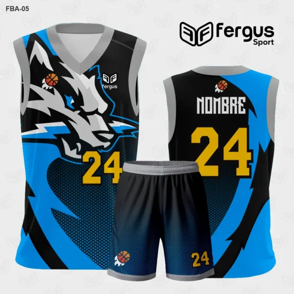 Camiseta de Basquetbol azul con negro