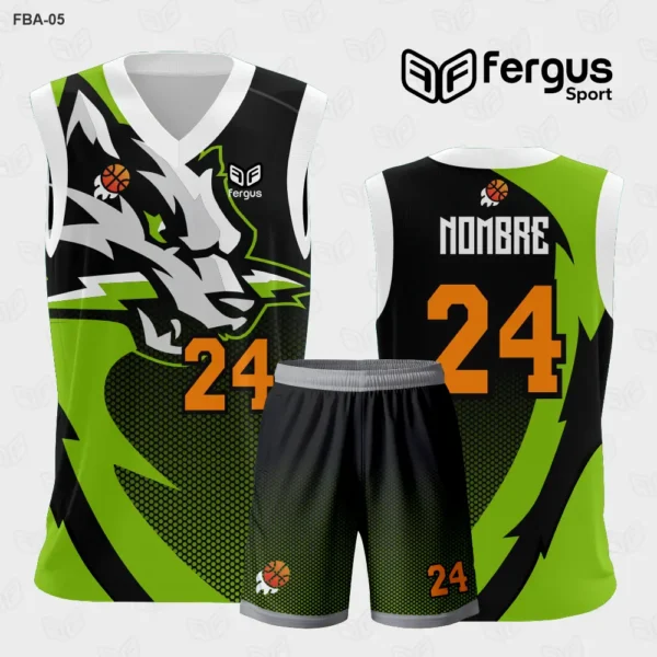 Camiseta de Basquetbol Verde con Negro