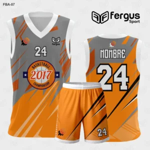 Camiseta de Basquetbol Plomo con Naranja