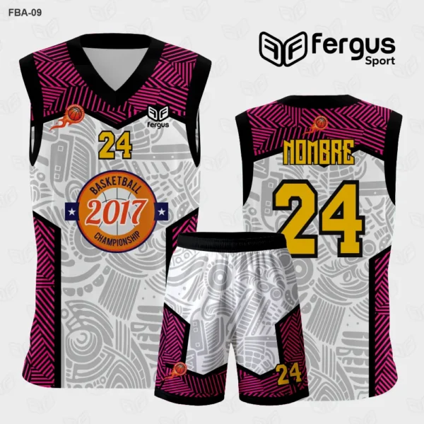 Camiseta de Basquetbol Guinda con Blanco