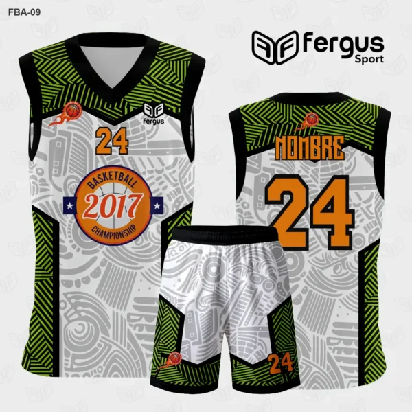 Camiseta de Basquetbol verde con Blanco