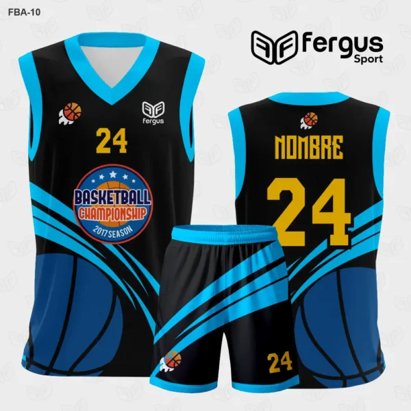 Camiseta de Basquetbol negro con celeste