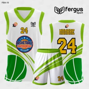 Camiseta de Basquetbol Verde con Blanco