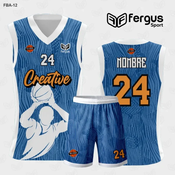 Camiseta de Basquetbol azul y Blanco